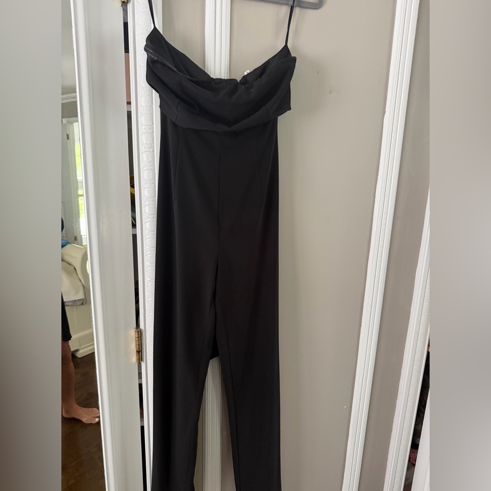 black strapless jumpsuit
